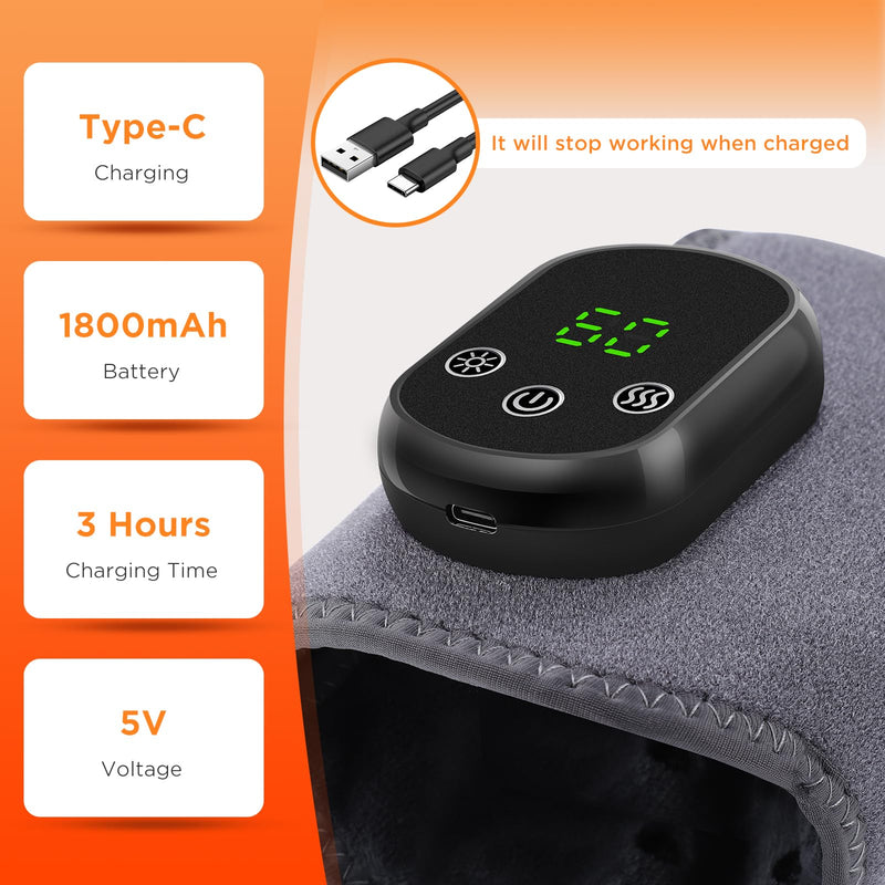Cordless Ankle Heating Pad Neuropathy Foot Massager, FSA Eligible Items List, Ankle Massager for Pain Relief, Heated Ankle Wrap Heating Foot Massage with 5 Heats, 3 Vibration Modes Grey