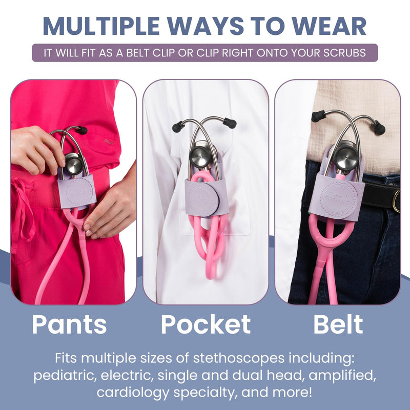 [Australia] - Stethoscope Holder Hip Clip with Cute & Hygienic Design | Nurse Accessories in Gift Box | Durable Adhesive Clip (Lavender) Lavender 