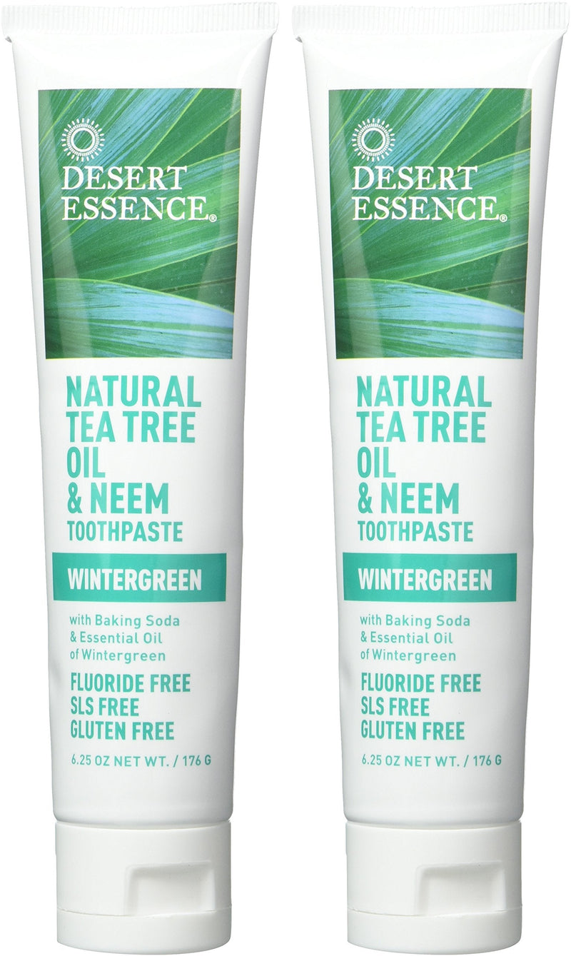 [Australia] - Desert Essence Natural Tea Tree Oil Wintergreen Toothpaste, 6.25 Ounce - 2 per case. 6.25 Ounce (Pack of 2) 