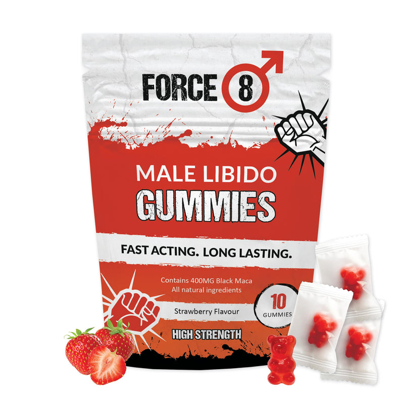 Force-8 Gummies | Libido Boost for Men | Maca Root | Nutritional Minerals & Vitamins | Fast Acting & Long Lasting | High Strength | X10 Strawberry Flavoured Gummies