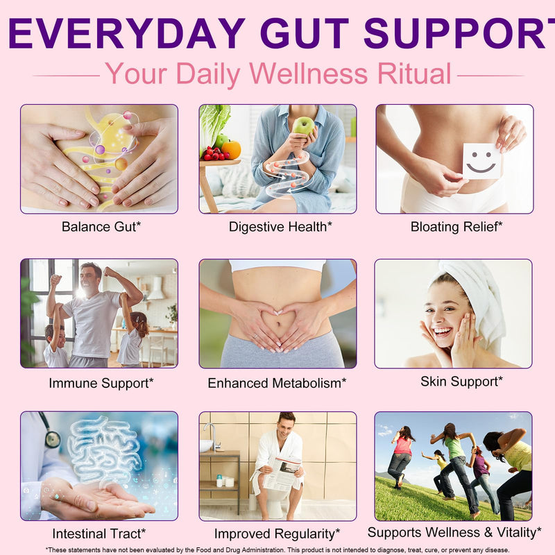 Probiotic Kombucha Gummies with Prebiotic, Probiotic & Postbiotic | Bacillus Coagulans MTCC 5856 | Digestive & Gut Flora Support | Slippery Elm & Dandelion Root | Mixed Berry | 60 Vegan Gummies