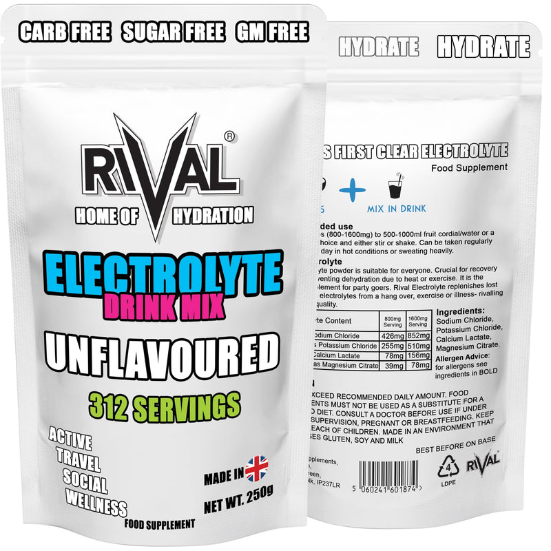 Electrolyte Powder Unflavoured – Zero Sugar Hydration Mix | 312 Servings | Keto, Fasting & Endurance – Sodium, Potassium, Magnesium (250g)