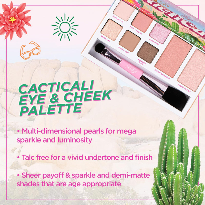[Australia] - Petite N Pretty Beginner CactiCali Makeup Set for Kids, Teens, & Tweens - Natural Eyeshadow and Cheek Makeup Palette & 10k Shine Lip Gloss (Diamond Heist) 