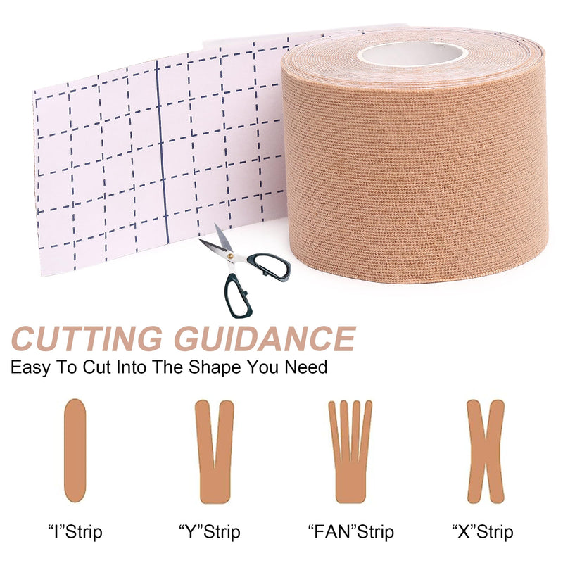 [Australia] - Kinesiology Tape 6 Rolls, Waterproof Kinetic Tape Muscle Tape for Injured Muscle Recovery & Joints Support, 2 Inch x 16.4 Feet Roll (Beige, Black, Blue) Beige, Black, Blue 