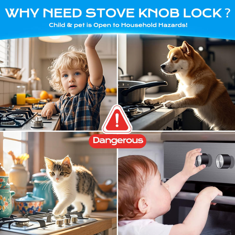 [Australia] - Stove Knob Safety Covers for Child, Gas Stove Knob Locks (5 Pack) clip 