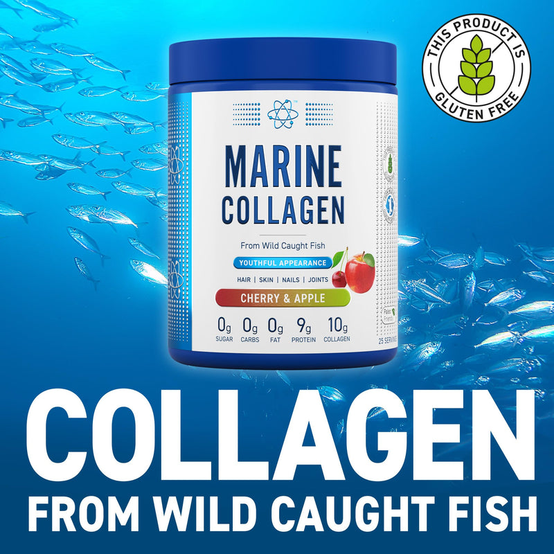 Applied Nutrition Marine Collagen Powder - Hydrolysed Collagen Protein, Healthy Skin, Hair, Nails (Unflavoured) (300g - 25 Servings) Unflavoured