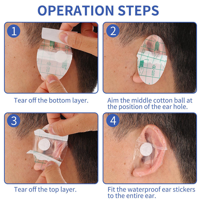 [Australia] - 60 Pieces Ear Covers for Shower, Waterproof Ear Stickers Ear Covers for Swimming Shower Ear Protectors with Waterproof Cotton Ear Plugs for Shower Surfing Snorkeling and Other Water Sports 60 Pieces 