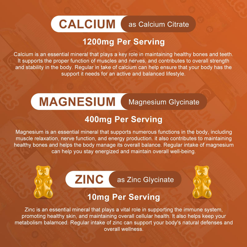 1200mg Calcium Gummies with Vitamin D3,K2,B12 & B6 - Plant Complex Calcium Magnesium Supplement with Glycinate,Potassium,Sea Moss,Ashwagandha Root for Bone & Teeth Strength, Muscle & Immune-2 Pack 60 Count (Pack of 2)