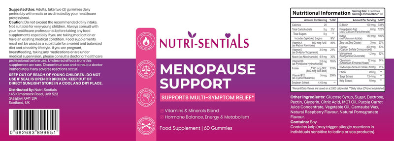 Menopause Gummies for Women- Multi-Symptom Menopause Support with Vitamins & Minerals for Energy, Mood, Stress, & Bone Health- Natural Menopause Supplements Women- 60 Gummies