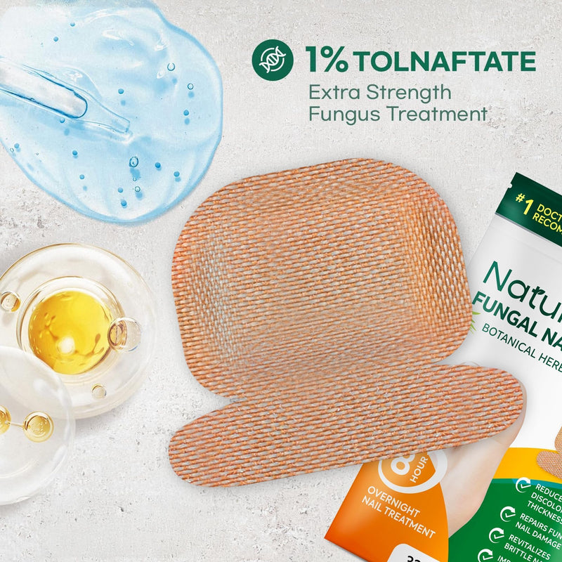 Toenail Fungus Treatment Extra Strength: Nail Fungus Treatment Patches for Toenail and Fingernails - 8-Hour Nighttime Renewal with 1% Tolnaftate - 32 Patches