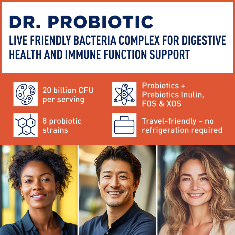 Sense of Life Dr. Probiotic Complex for Immunity & Digestive Support, 30 Capsules – 20 Billion CFU – Probiotics & Prebiotics - Supports Digestive Gut Health & Immune Function