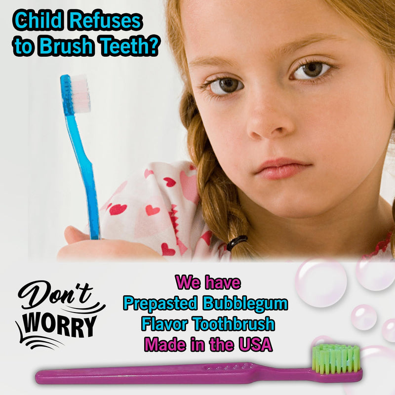 [Australia] - READYBRUSH JR 30 Reusable Prepasted Kids Toothbrushes with Bubblegum Flavor Toothpaste in the bristles- Bulk Toothbrushes Individually Wrapped - Travel Toothbrush for School, Camp, etc Made in the USA 