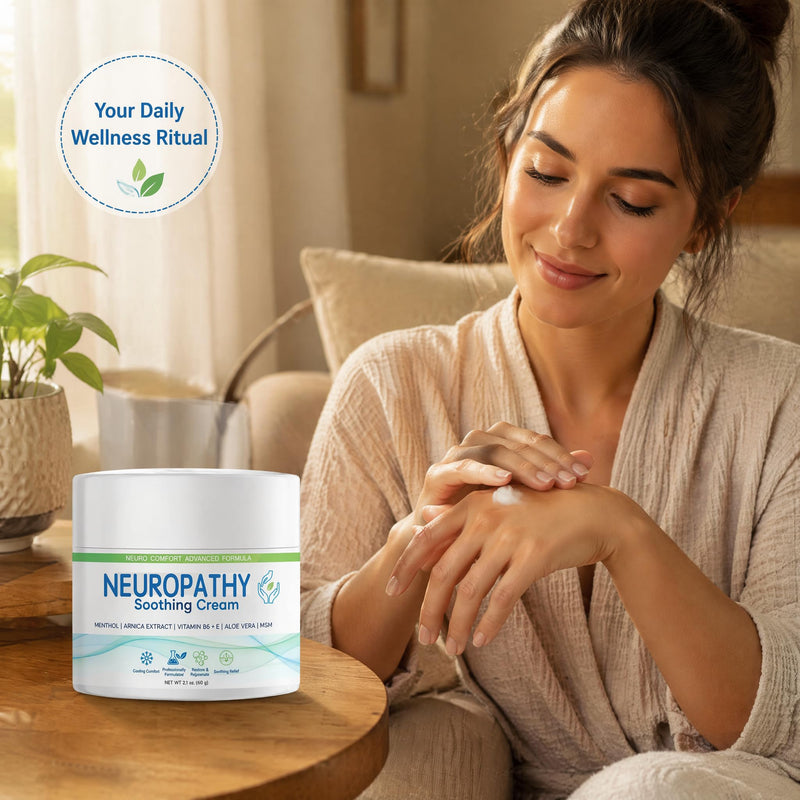 Neuropathy Soothing Cream - Nerve Relief Cream with Menthol, Arnica Extract, Vitamin B6 & E, Aloe Vera, MSM for Feet, Hands, Legs, 2.1 oz