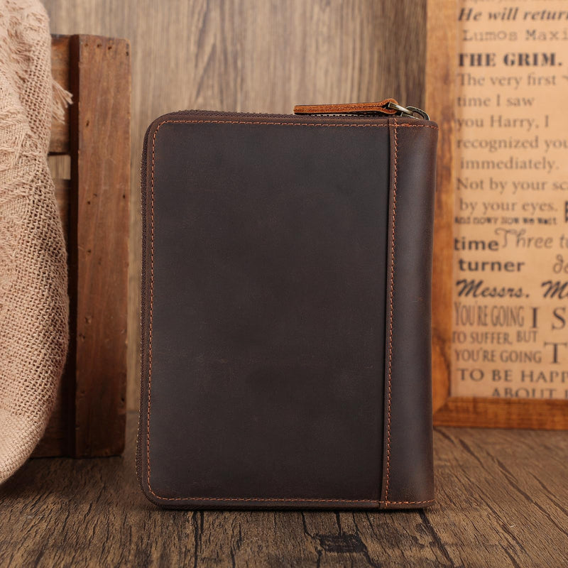Polare Full Grain Leather Dual Passport Wallet and RFID Blocking Bifold Passport Cover Travel Document Organizer Holder 2 Passports (Dark Brown) Dark Brown