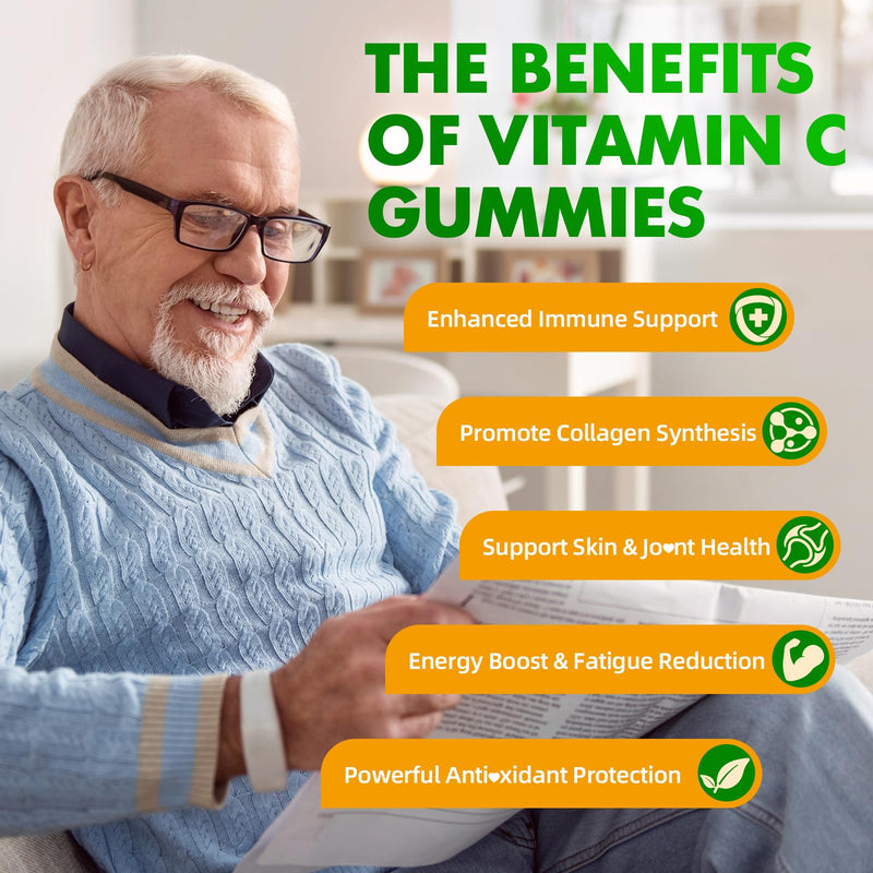 softbear Liposomal Vitamin C Gummies for Adults & Kids 1000mg, Chewable Vitamin C Supplement for Immune Support, Vegan/Organic/Sugar Free VIT C Gummies, Strawberry Flavor 120 Count 60 Count (Pack of 2)
