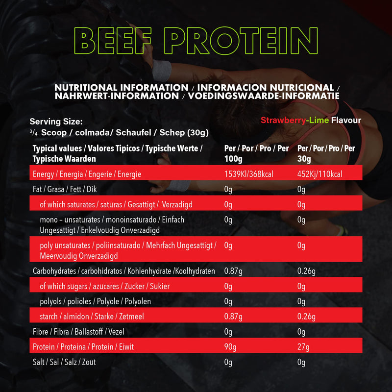 NXT Beef Protein Isolate 540g - High Protein Powder in Natural Amino Acids - Paleo, Keto Friendly - Dairy and Gluten Free | 540g (Strawberry & Lime)