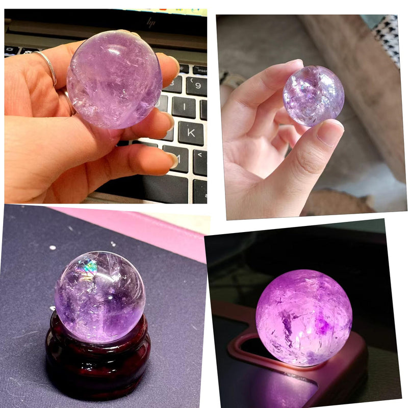 [Australia] - Baoding Balls 1.4”inch Amethyst Crystal Chinese Healthy Massage Balls for Hands Therapy Stress Relief Hand Exercise Balls Purple Quartz Healing Stress Balls No Chime 