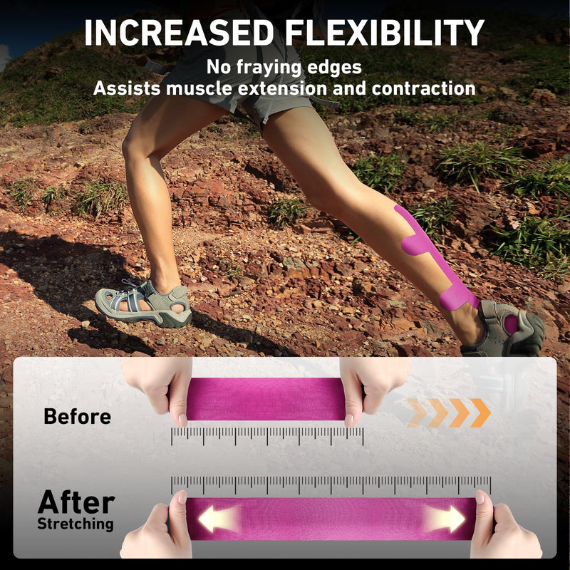 Kinesiology Tape for Achilles Tendon, KTQUICK 12 Count Achilles Tendon Tape Precut, Original Cotton Waterproof&Breathable, Enhance Elastic Kinesiology Athletic Tape for Achilles&Muscle Support(Pink) Pink