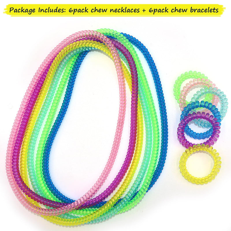 [Australia] - Chew Necklaces for Sensory Kids 12 Pack, Chewy Necklace Sensory Stretchy Coil Bracelet for Boys Girls with Autism Anxiety ADHD, Oral Sensory Chew Toys for Kids Fidgeting Chewing Style B 
