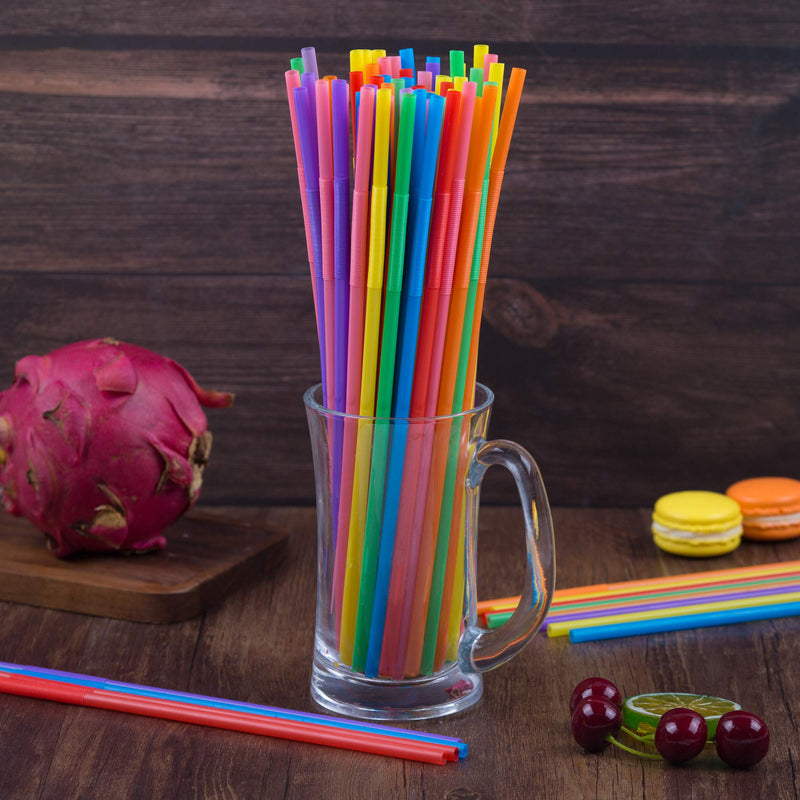 [Australia] - 300 Pcs Colorful Flexible Plastic Straws, BPA-Free Disposable Bendy Straws, 10.2" Long and 0.23'' Diameter Multicolor 