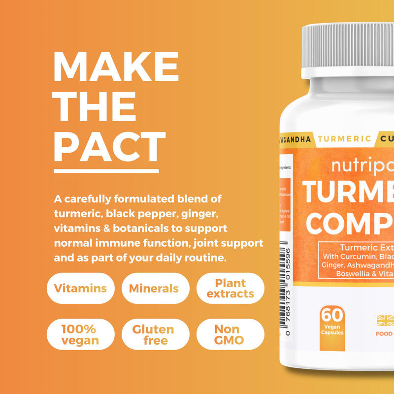 Turmeric & Black Pepper Capsules 10,000mg Per Serving - High Strength Turmeric Curcumin Supplement with Ginger, Ashwagandha, Boswellia & Vitamin C - 95% Curcuminoids - 60 Vegan Capsules