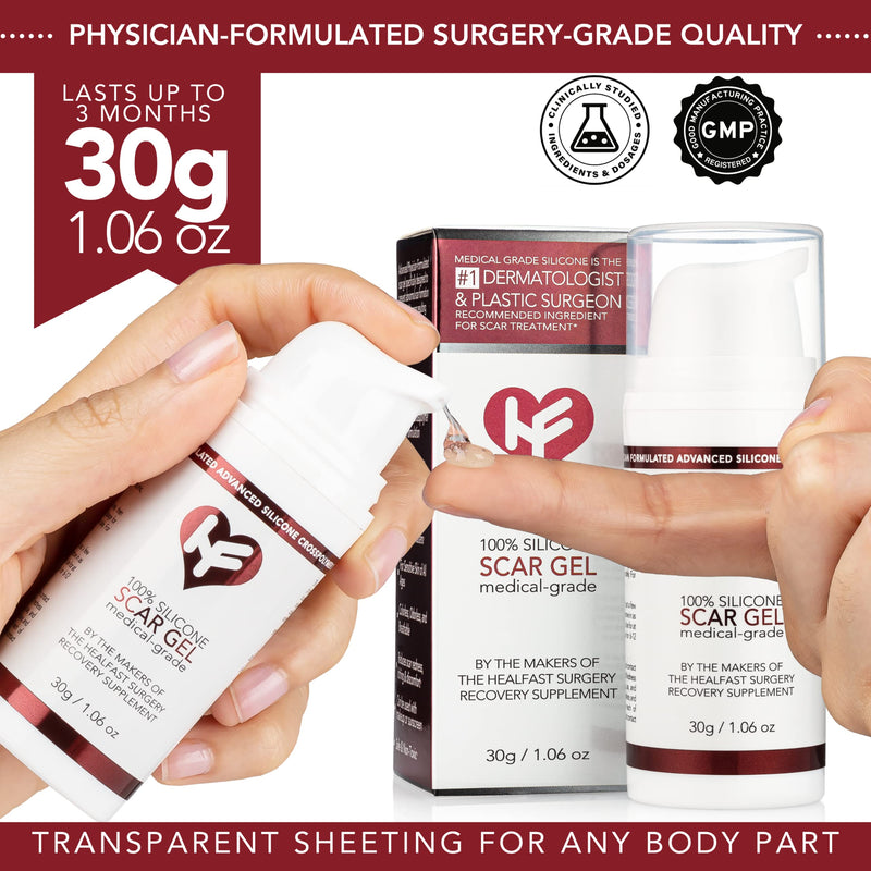 [Australia] - Physician Formulated Silicone Scar Gel Semi-Solid Sheeting - Advanced Crosspolymer Medical Grade Liquid Sheeting for Face, Body, Surgery, C Section, Burn, Keloidal & Hypertrophic Scars 