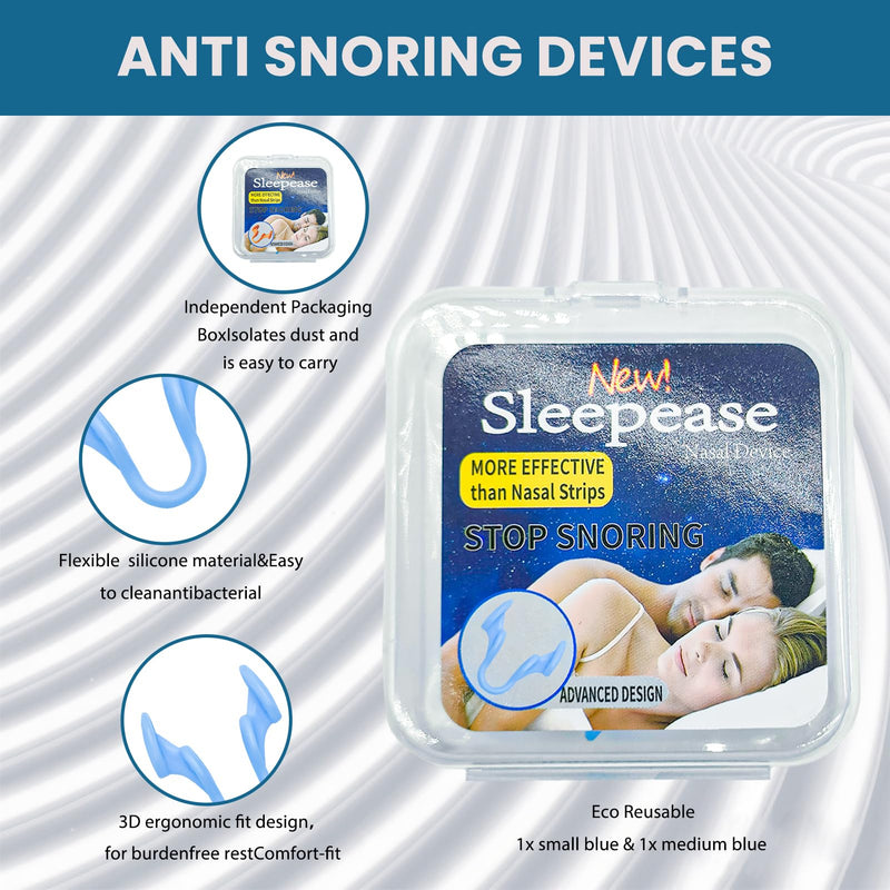 [Australia] - Nasal Dilators for SnoringÔºà2 Count), Extra Strength Nose Dilators for Breathing, Boost Oxygen Inhale, Improve Sleep Quality (1x Small & 1x Medium) Blue 