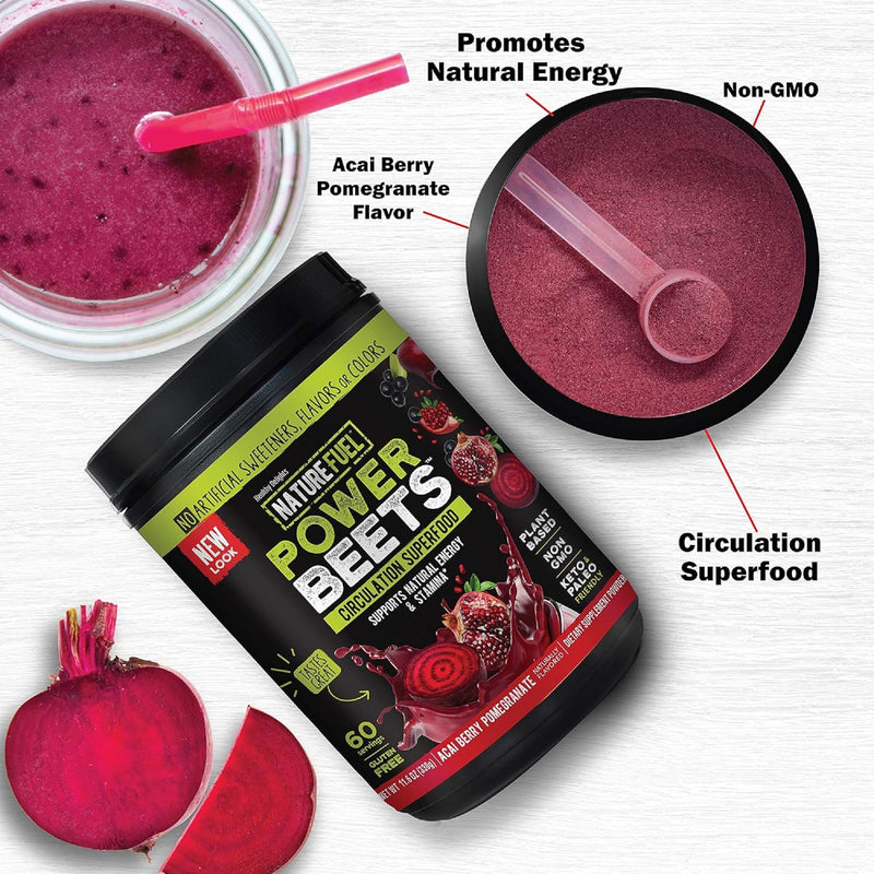 [Australia] - Healthy Delights Nature Fuel Power Beets Powder, Beet Root Powder, Support Natural Energy, Support Healthy Blood Pressure, Beet Juice Powder, Acai Berry Pomegranate, 60 Servings (Packaging May Vary) 60 Servings (Pack of 1) 