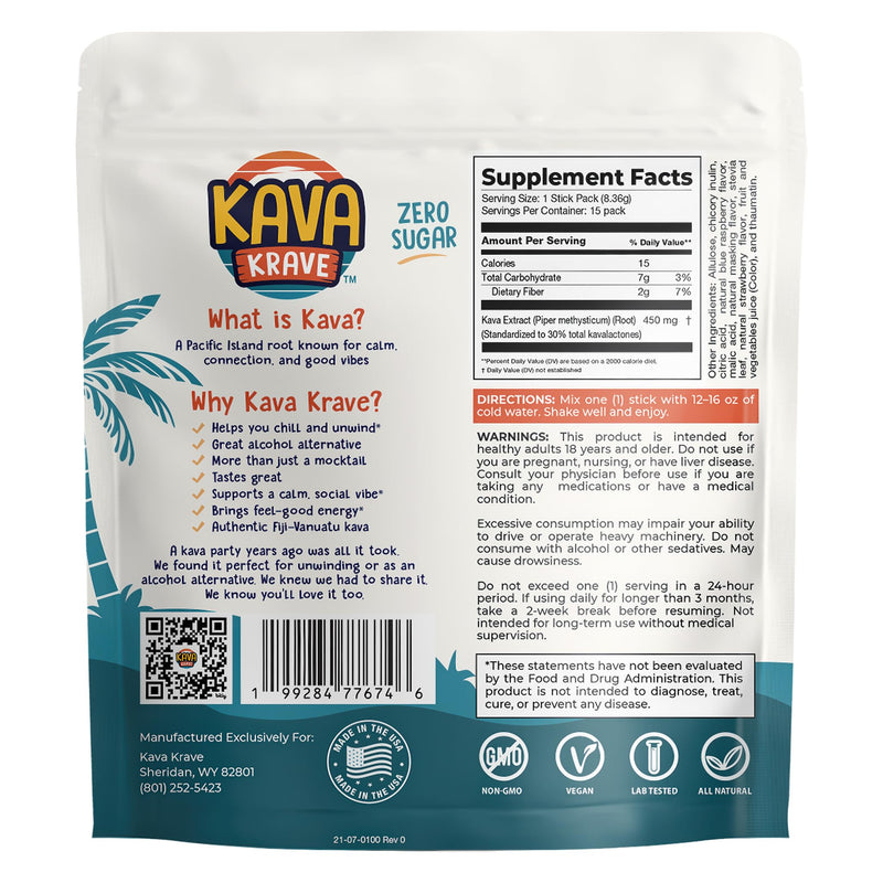 [Australia] - Citrus Berry Kava Drink Mix ‚Äì 15 Pack for Natural Energy, Mood Support, Stress Relief & Nootropic Focus 15 Stick Packs 