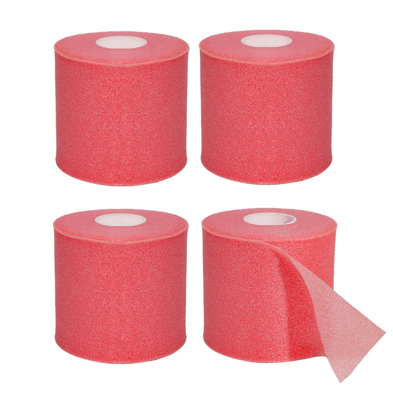 Dimora Pre Wrap Athletic, 4 Rolls Prewrap Headband for Hair, 120 Yards Foam Underwrap Athletic Tape, Best Padding for Underneath Sports Tape, 2.75 Inches x 30 Yards - Rose Red