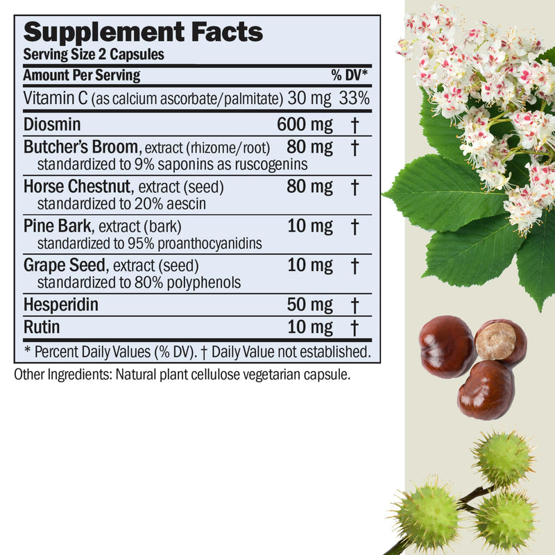 Andrew Lessman Circulation Vein Support for Healthy Legs 30 Count - High Bioactivity Diosmin Natural Oxidants Butcher's Broom Visibly Reduces Swelling and Discomfort in Feet, Ankles, Calves and Legs Grape 30 count (Pack of 1)