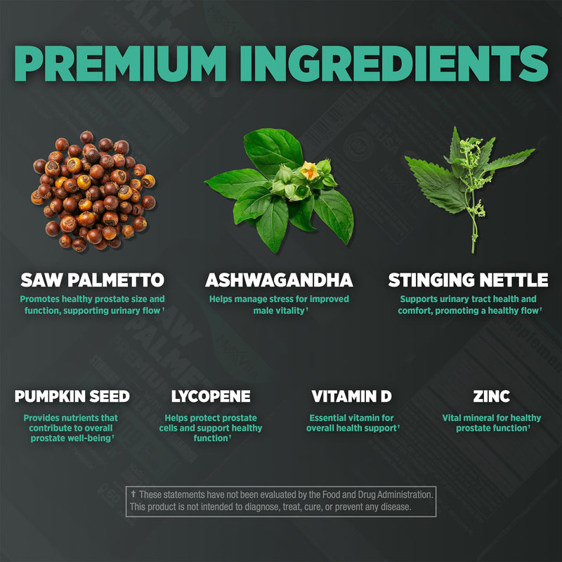 [Australia] - Prostate Premium - Saw Palmetto for Men, Stinging Nettle, Ashwagandha, Lycopene, Bladder & Urinary Relief, Prostate Supplement for Men, 60ct 