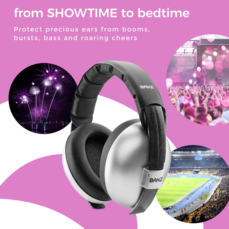 [Australia] - Banz Infant Hearing Protection Sound Blocking Earmuffs (Silver) 