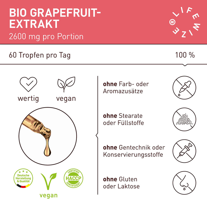 [Australia] - LifeWize® grapefruit seed extract organic drops high dosage with 1200mg / 100ml - vegan, certified organic and without unwanted additives 