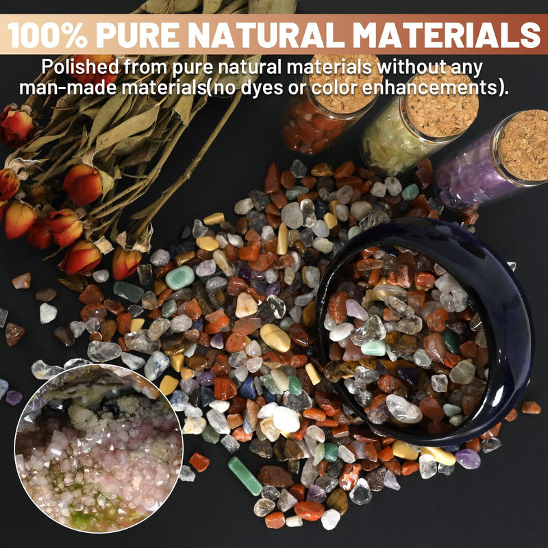 [Australia] - 1.1lb Natural Mixed Crystal Chips Stones- Healing Crushed Crystal Mixed Gemstones for Witchcraft, Decorative Rocks for Succulent Pebbles, Aquarium Fish Tank, Vase Filler, DIY Crafts and Indoor Plants, Beautiful Package for Gift Mixed Stones 