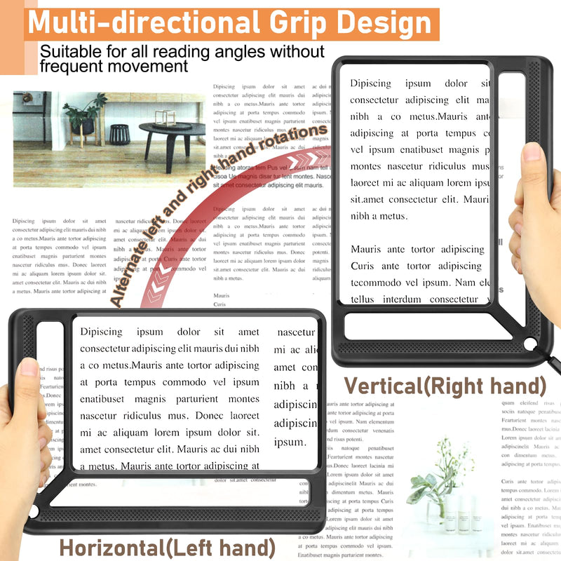 [Australia] - 5X Full Page Magnifying Glass for Reading, Lightweight Rectangular Magnifier Provides Large Book Page Viewing Area, Upgraded Handheld Magnifier for Reading Small Prints for Seniors, Low Vision 5X 