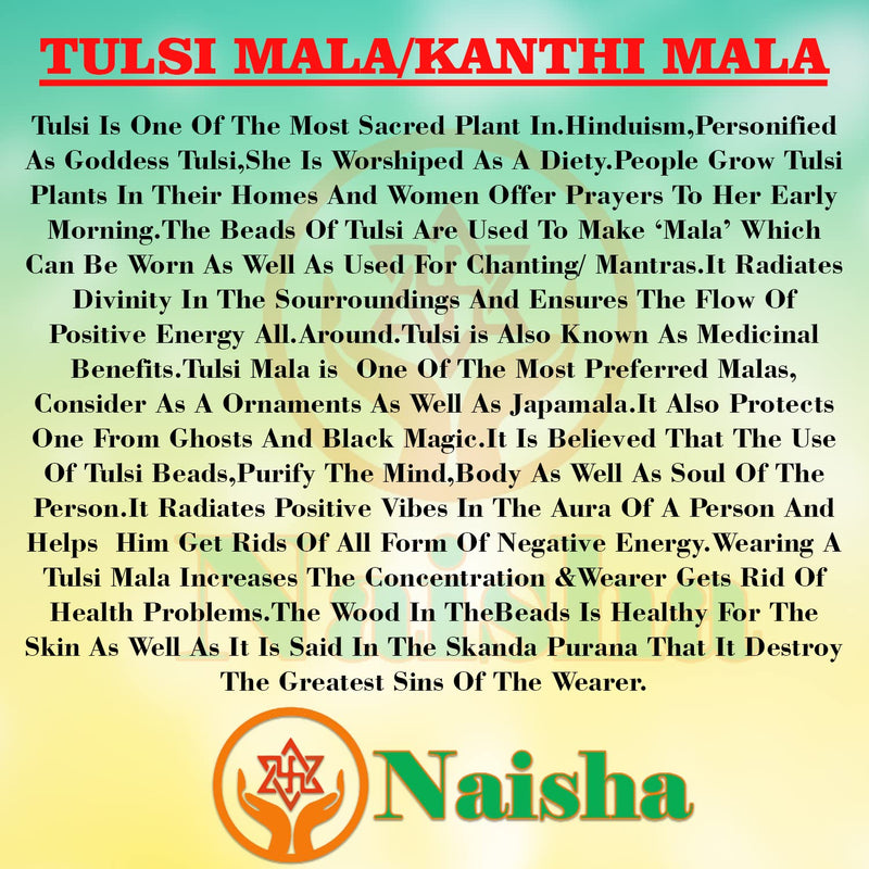 Naisha Tulsi Holy Basil Japa Mala 108+1 Beads & Tulsi Kanthi Mala Tulsi Ki Mala 2 Round Neck Mala Original for Daily Mantra Jaap, (Pack of 2), Wood, rudraksha