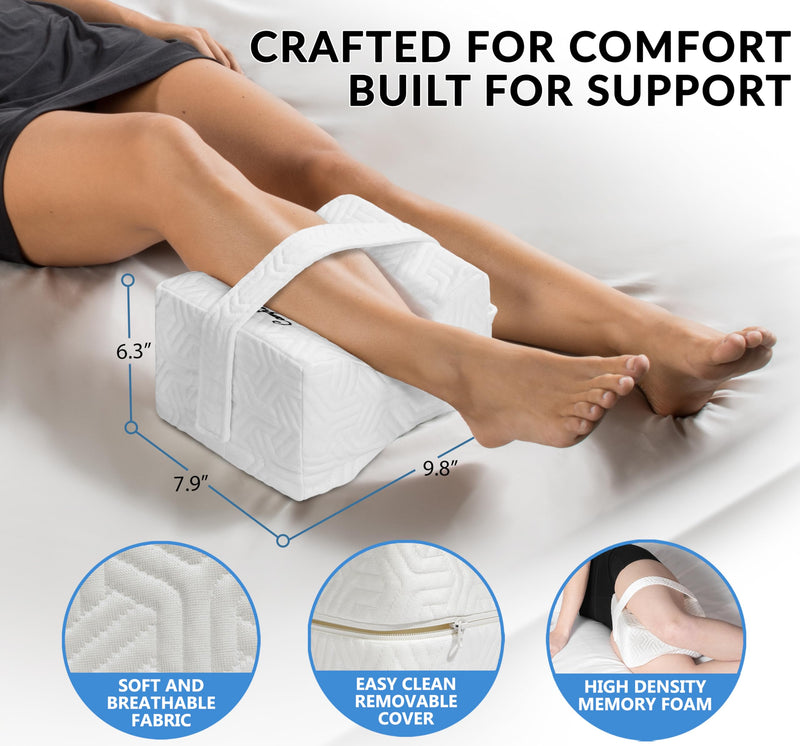 [Australia] - ComfiLife Knee Pillow for Side Sleepers – Cooling Leg Pillow for Side Sleeping – Knee Pillow with Strap for Hip Pain, Back Pain, Sciatica Pain Relief – Memory Foam Hip Pillow Contour Design 