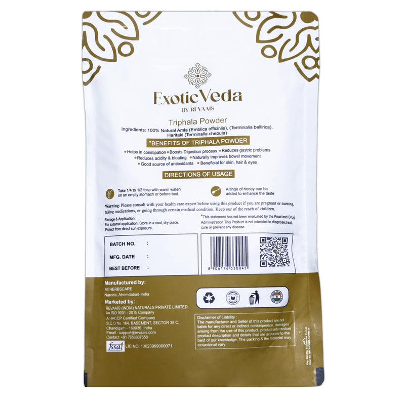 [Australia] - Organic Triphala Powder - Detox Cleanse for Lung, Liver, Colon, and Gut Health - Herbal Skin Care and Fiber Powder - Detox Cleanse 100g 