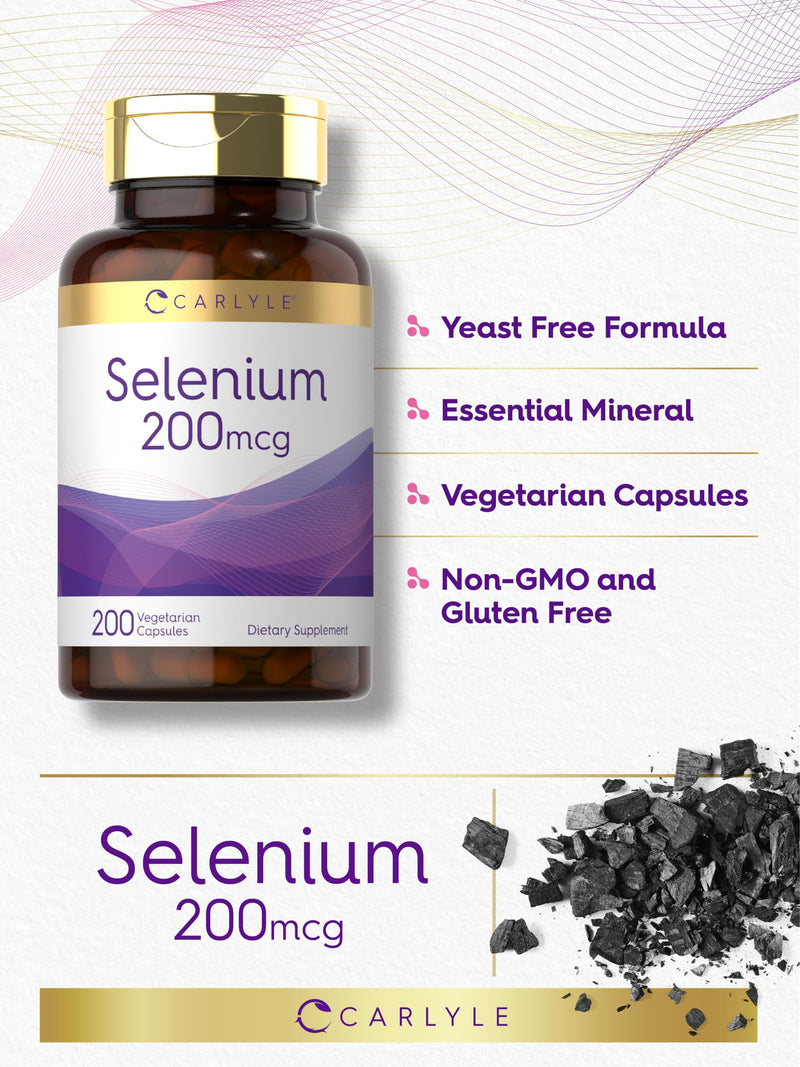 [Australia] - Carlyle Yeast Free Selenium Supplement | 200mcg | 200 Capsules | Vegetarian, Non-GMO, and Gluten Free Mineral Formula | L-Selenomethionine | Value Size 200 Count (Pack of 1) 