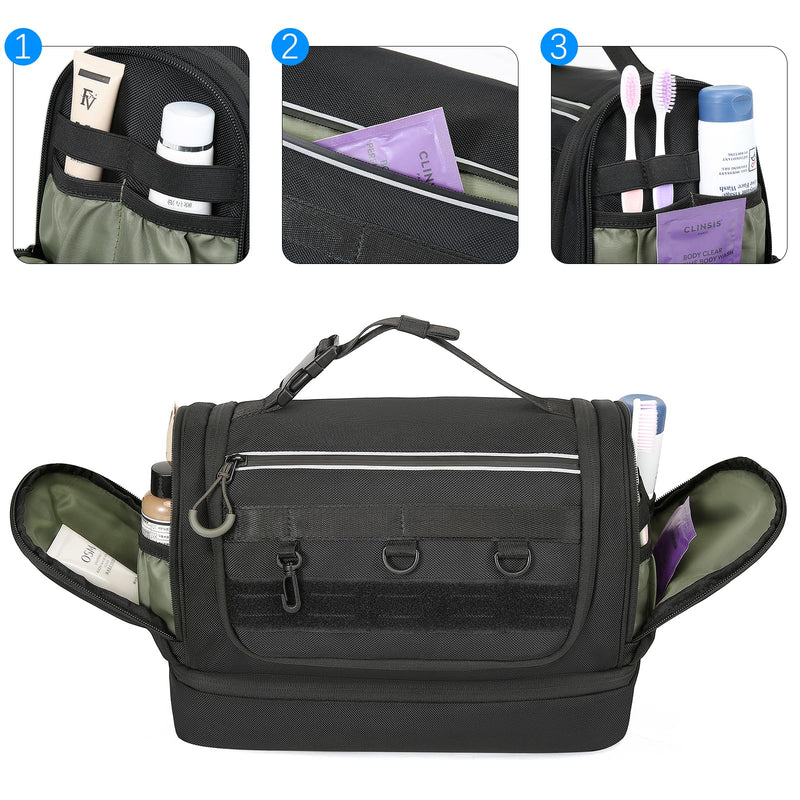 Toiletry Bag for Men, Handing Travel Toiletry Organizer Protable Water Ressistant Bathroom Shaving Bags for Toiletry Accessories, Travel Essentials, Black(Empty Bag)