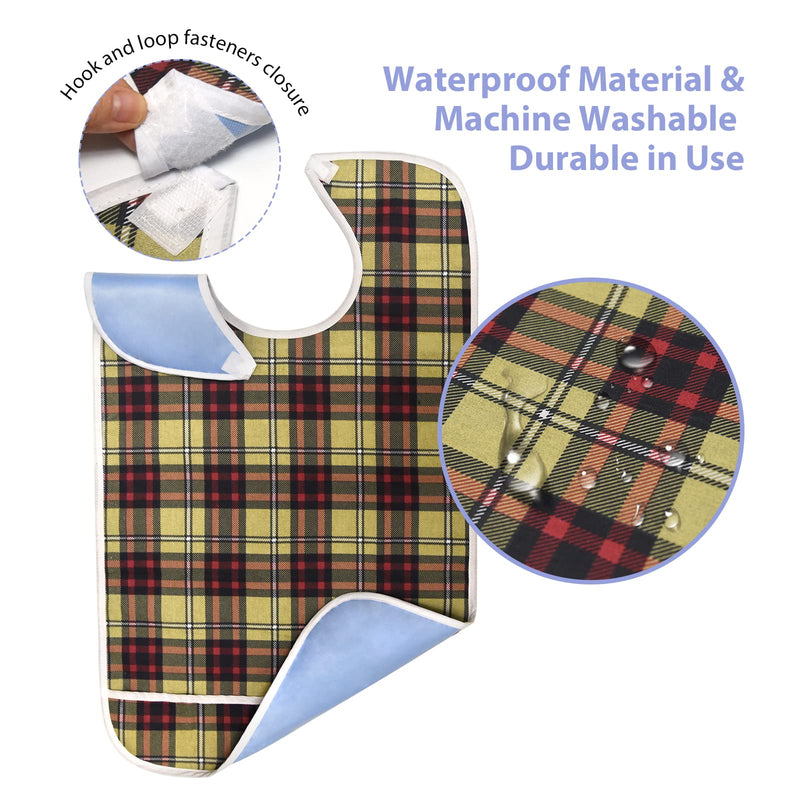 [Australia] - 3Pcs Adult Bibs for Elderly, Men, Women, Reusable Adult Bibs for Eating, Washable Waterproof Mealtime Clothing Protectors with Crumb Catcher 