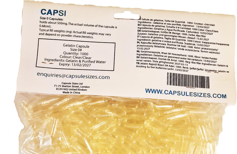 [Australia] - CAPSI Empty Gelatin Capsules Size 0 X 1000 
