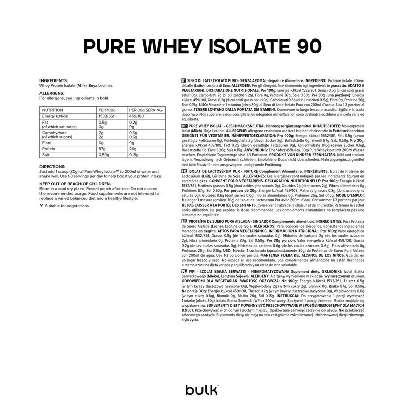 [Australia] - Bulk Pure Whey Protein Isolate 90, Protein Powder Shakes, Protein Powder, Neutral Flavor, 1 kg 33 Servings (Pack of 1) 