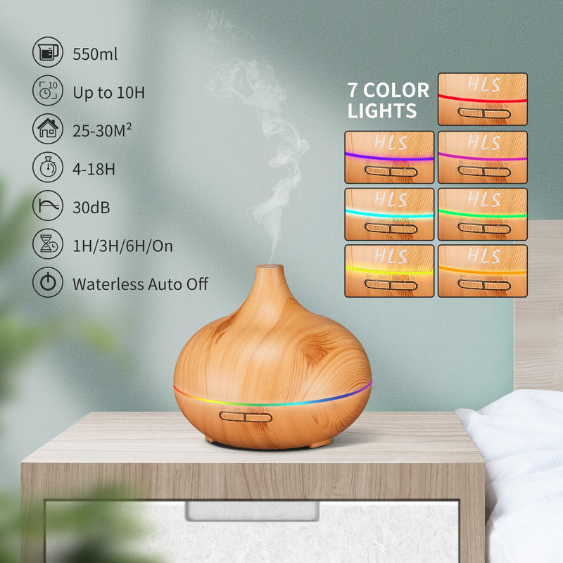 [Australia] - Aroma Diffuser for Essential Oil Large Room,Office Essential Oil Diffusers for Home Kids, Cool Mist humidifier for Bedroom Quiet with Ambient Light,Waterless Auto Off Aromatherapy, 1 count, pack of 1 Beige 