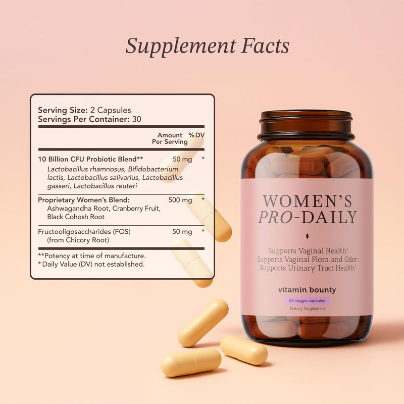 Vitamin Bounty Probiotic Bundle for Women – Pro-50 (50 Billion CFU, 13 Strains + Prebiotics) & Pro-Daily Vaginal Probiotics (10 Billion CFU, 5 Strains with Cranberry) – Digestive, Immune, Urinary & Fe