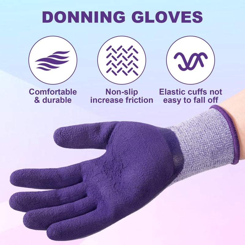 [Australia] - Donning Gloves for Compression Stockings - Tear-Resistant, Reusable, Lining Latex-Free - Easy Donning & Doffing for Compression Socks, Knee-Highs & Thigh-Highs - Purple, 1 Pair (XS-L) 