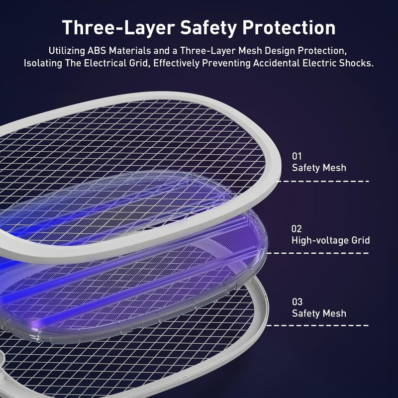[Australia] - Bug Zapper Racket, Electric Fly Swatter Rechargeable Mosquito Zapper for Indoor and Outdoor - 2000mAh (1 Pack, 2000 mAh) 1 Pack, 2000 mAh 