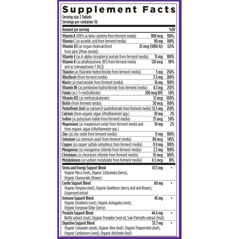 New Chapter Men's Advanced Multivitamin Formula, 120 Count | Fermented Essential Nutrients with Selenium and B Vitamins for Stress, Brain, Immune, Heart, and Cellular Energy Support 120 Count (Pack of 1)