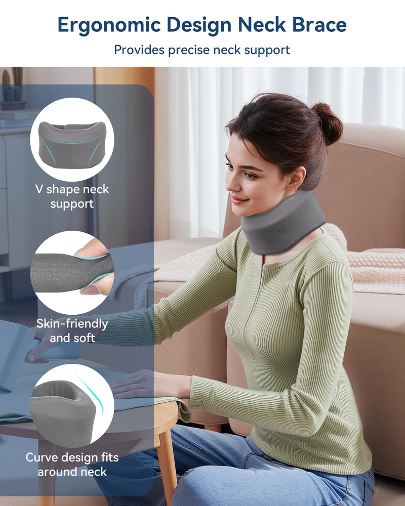 [Australia] - ‚ÄåNeck Support Brace - Neck Brace Cervical Collar Relief Neck Pain for Sleeping, Soft Foam Wraps Keep Vertebrae Stable and Aligned for Relief of Cervical Spine Pressure for Women & Men Steel Gray Medium 